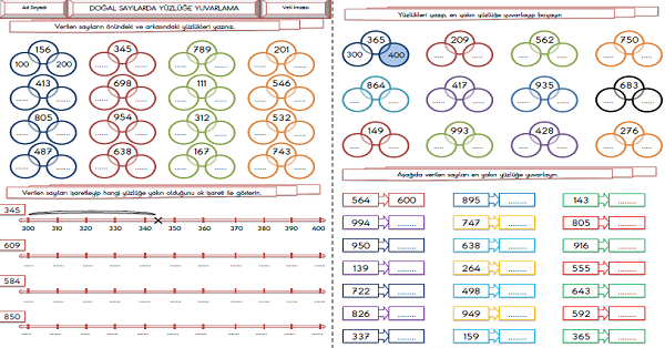 3. Sınıf - Matematik Üç Basamaklı Sayılarda Yuvarlama Etkinliği 2