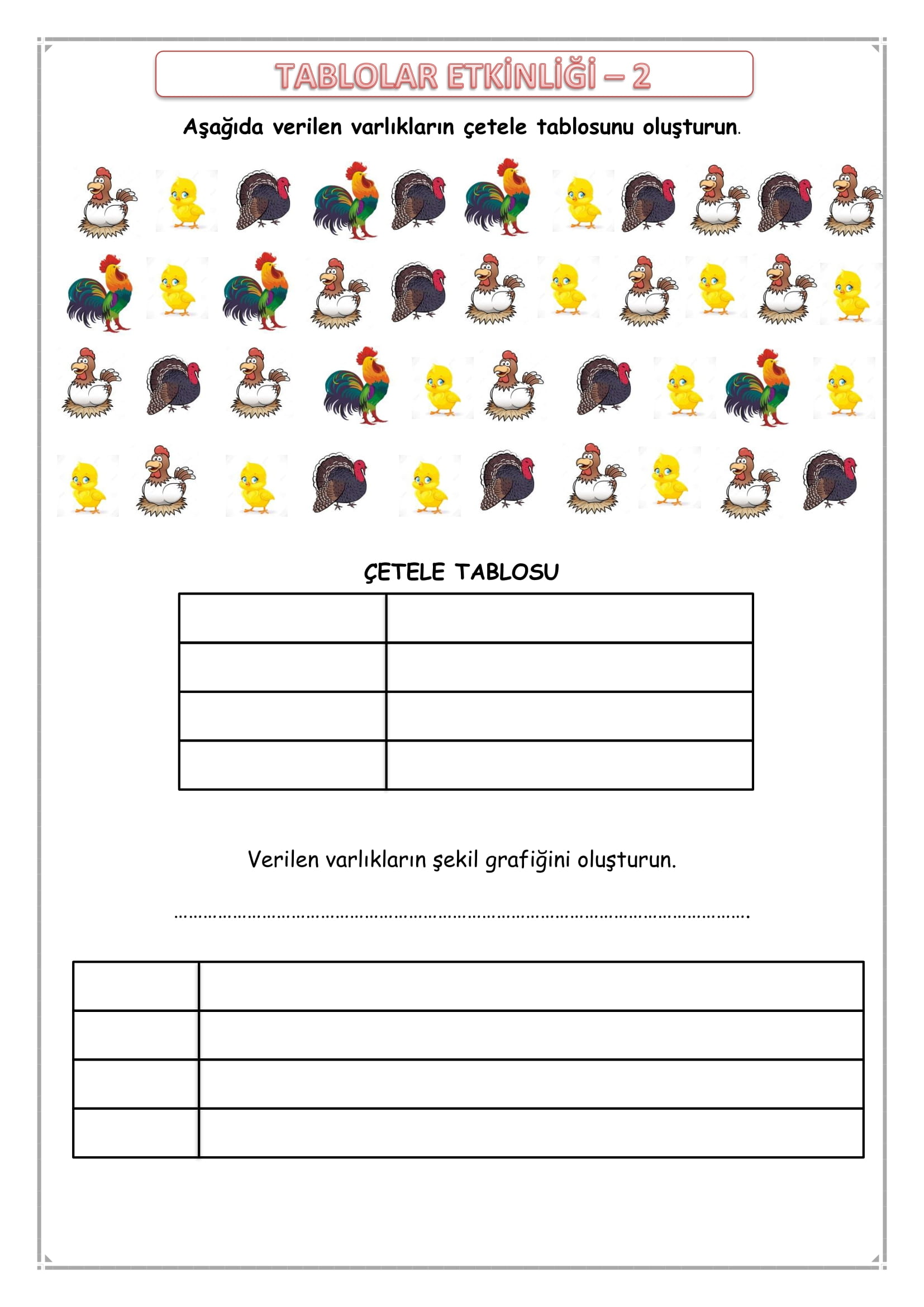 1. Sınıf Matematik Tablolar Etkinliği-2