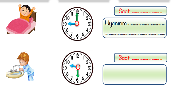 1. Sınıf Matematik Zamanı Ölçme Saatler (Tam ve Yarım Saat)-5