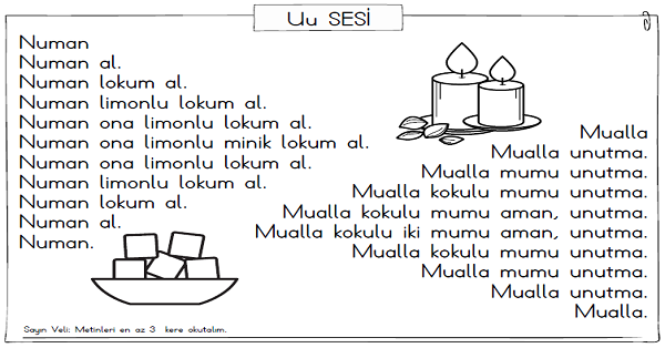 1. Sınıf İlk Okuma Yazma (U-u Sesi) Hızlı Okuma Metinleri