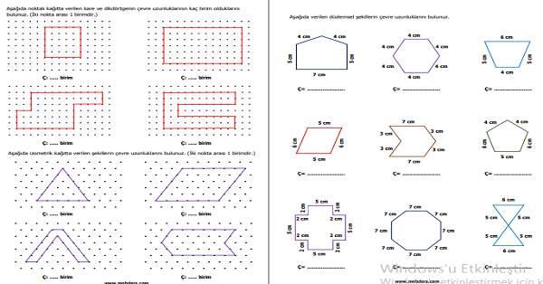 4. Sınıf Matematik Çevre Ölçme (Kare ve Dikdörtgenin Çevre Uzunlukları) 3