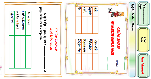 2. Sınıf Türkçe Form Doldurma