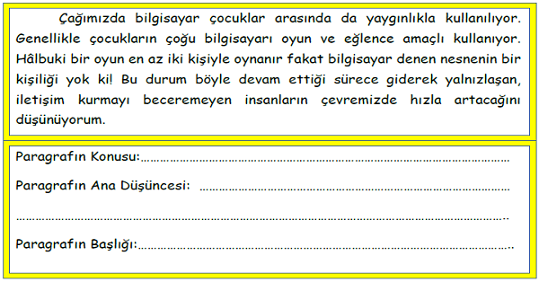 3. Sınıf Türkçe Ana Fikir-Başlık-2