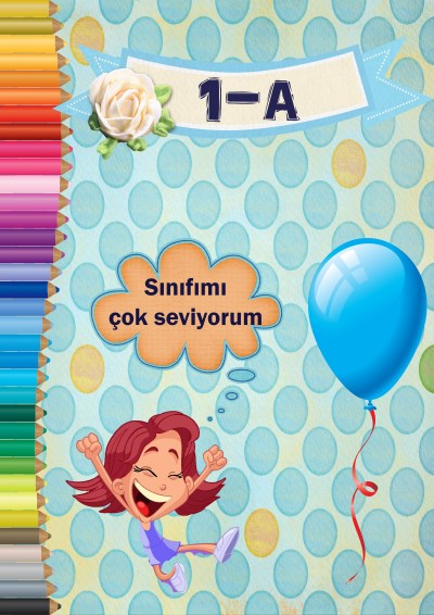 Model 7, 1A şubesi için mavi fonda kız çocuğuyla kapı süslemesi