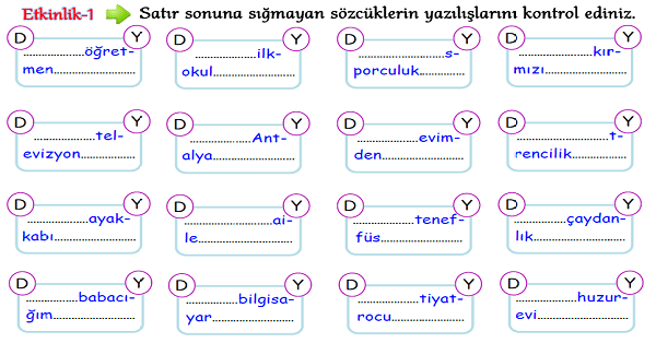 3. Sınıf Türkçe Hece Bilgisi-2