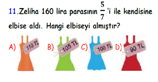 4. Sınıf Matematik Kesirler Yaprak Test-10