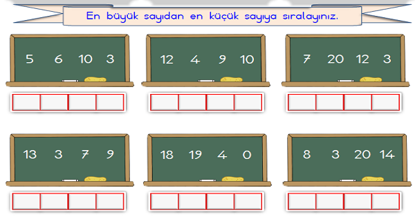 1. Sınıf Matematik Doğal Sayılarda Sıralama Etkinliği