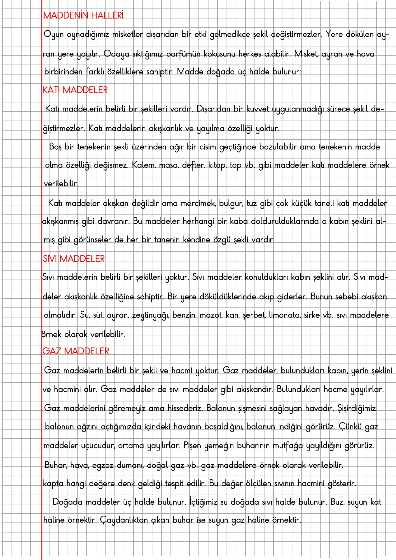 4. Sınıf Fen Bilimleri Maddenin Halleri Konu Anlatımı