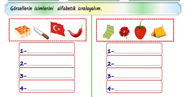 2. Sınıf Türkçe Alfabetik Sıralama Etkinliği-5