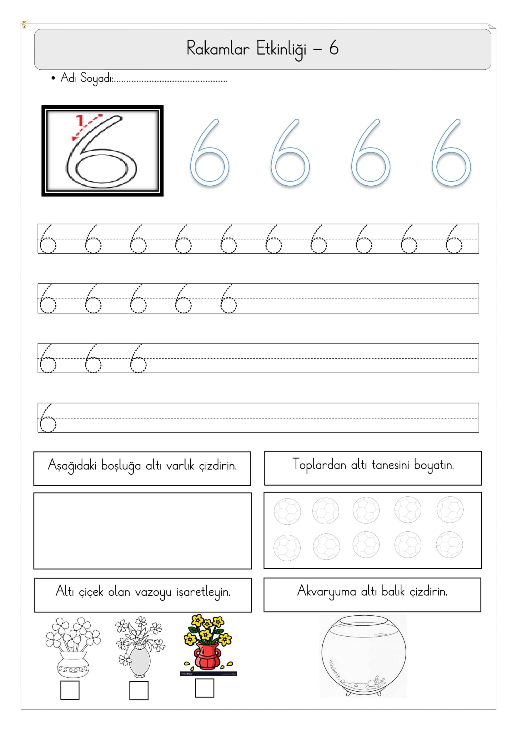 1. Sınıf Matematik 6 Rakamı Etkinliği