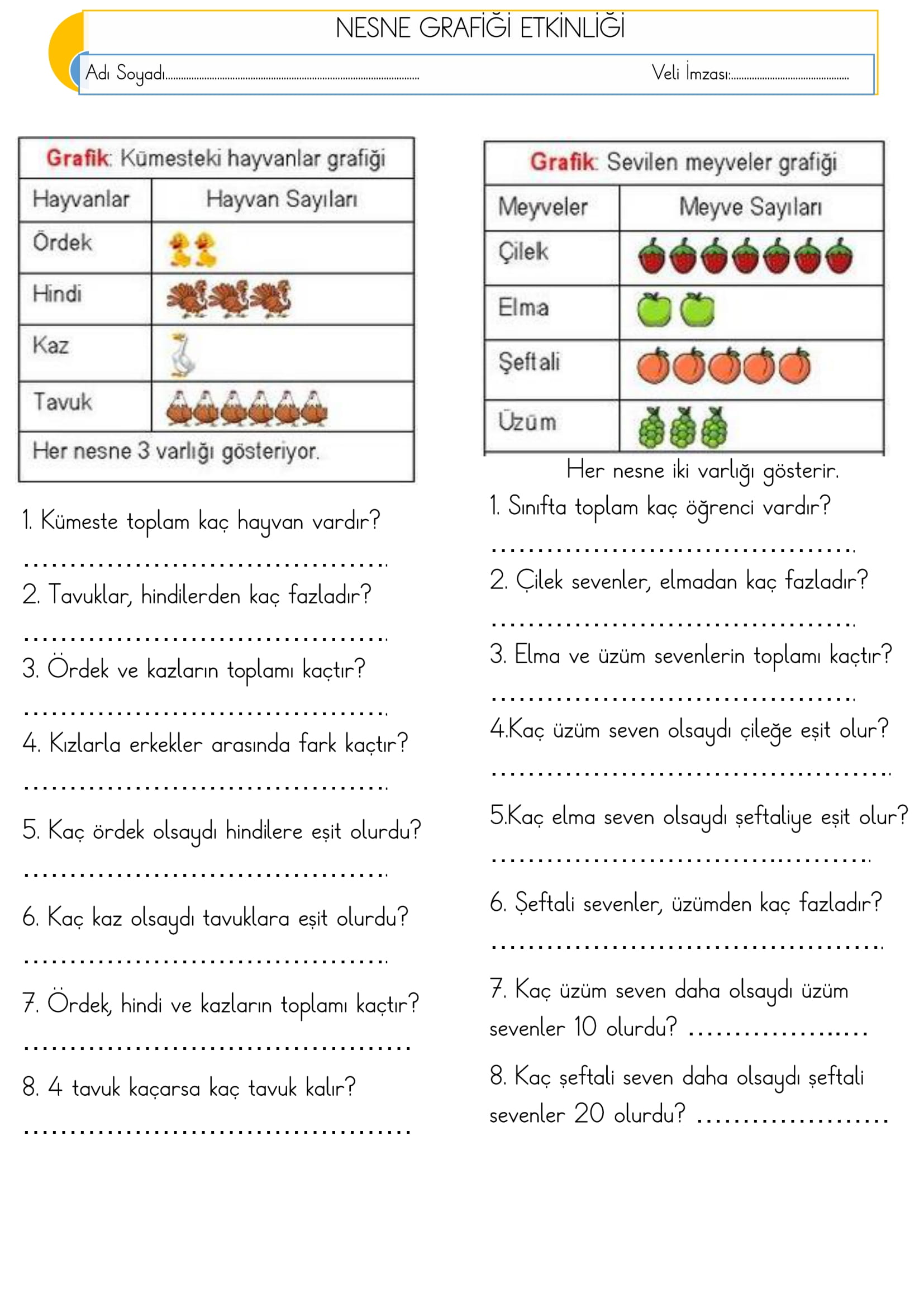 1. Sınıf Matematik Nesne Grafiği Etkinliği-3