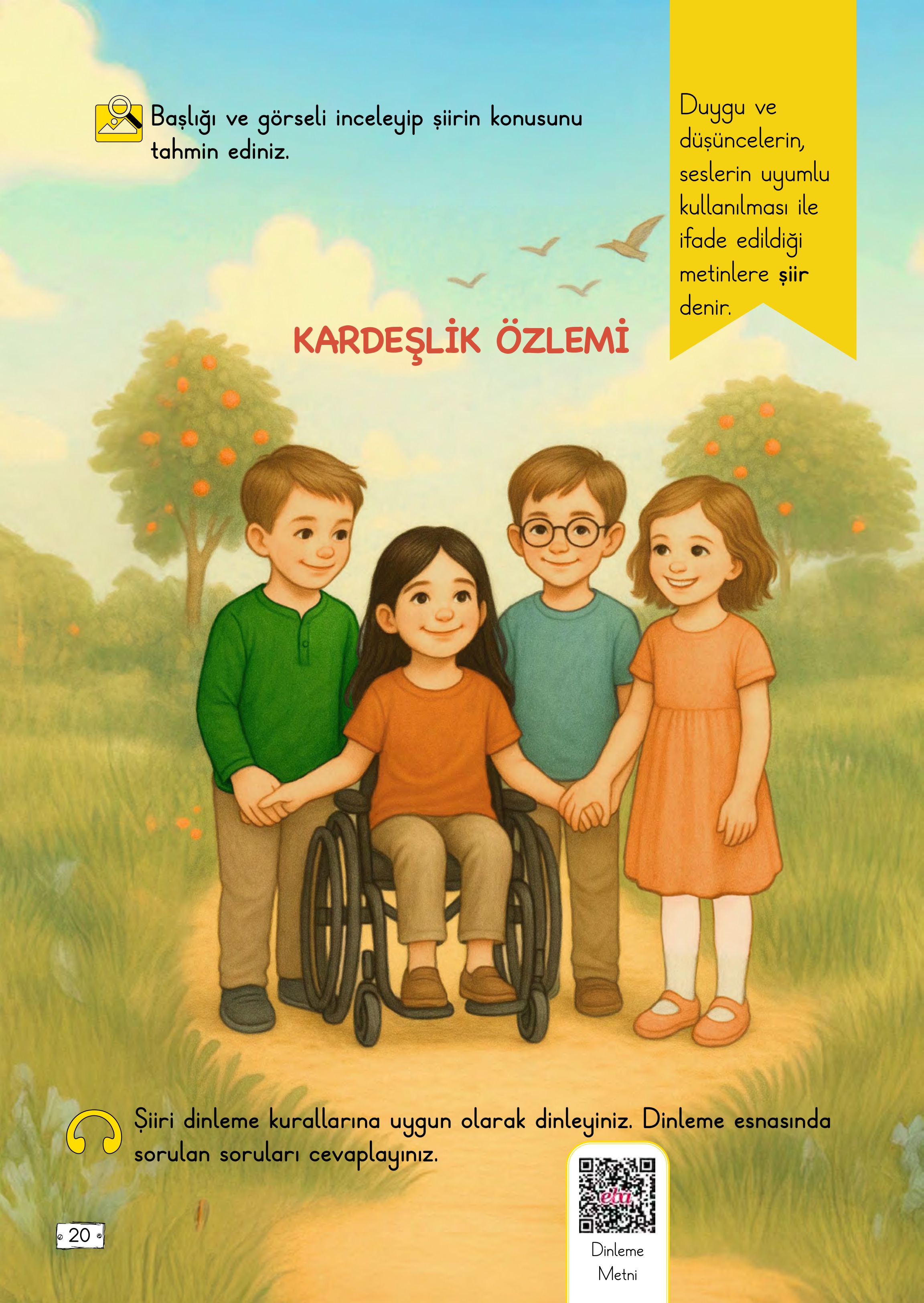 2. Sınıf Türkçe Meb Yayınları Kardeşlik Özlemi Metni Etkinlik Cevapları