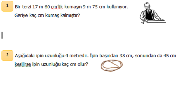 4. Sınıf Matematik Uzunluk Ölçüleri ile İlgili Problemler 1
