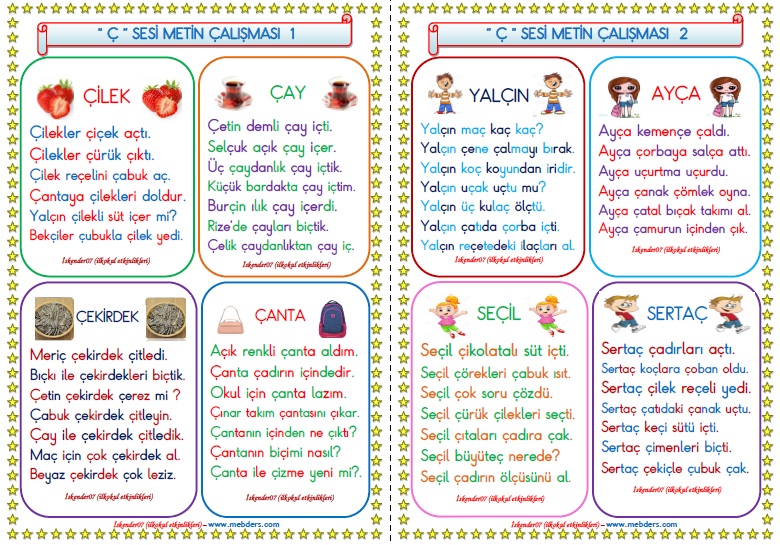 1. Sınıf Ç-ç Sesi Çalışmaları (12 Sayfa)