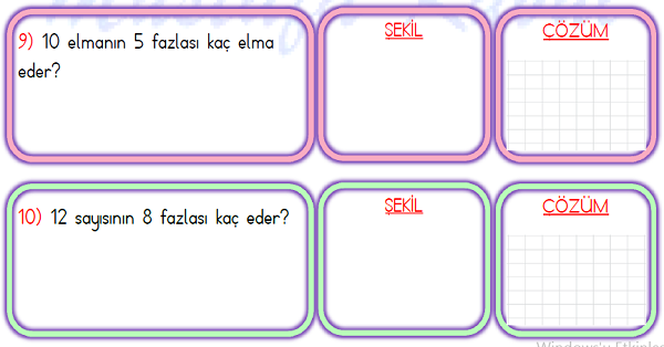 1. Sınıf Matematik Toplama İşlemi Problemler-3