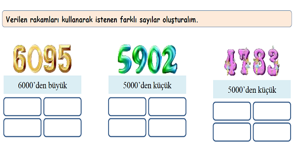 4. Sınıf Matematik Doğal Sayıları Sıralama Etkinliği 4