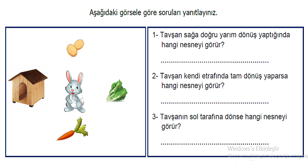 2. Sınıf Matematik Yer, Yön ve Hareket Etkinliği 1