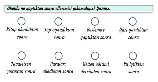 2. Sınıf Hayat Bilgisi Temizlik Sağlıktır Etkinliği