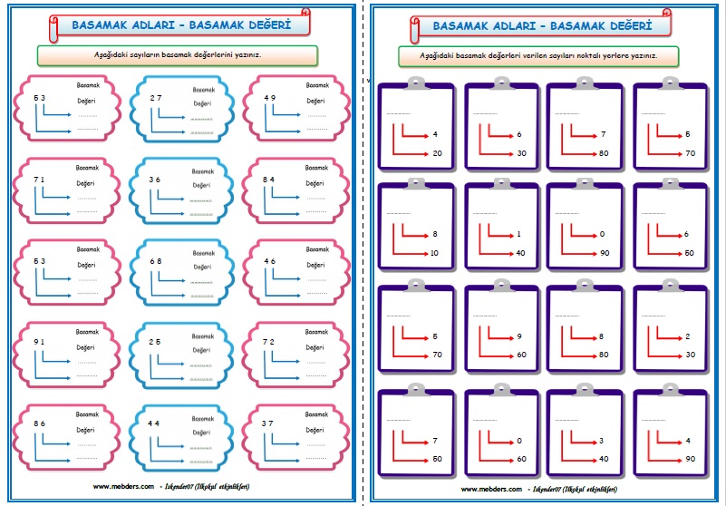 2. Sınıf Matematik Basamak Adı Basamak Değeri Çalışmaları 1