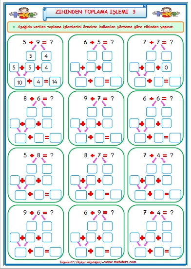1. Sınıf Matematik Zihinden Toplama İşlemi 3