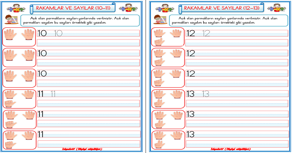 1. Sınıf Matematik 10 ve 20 Arasındaki Sayılar
