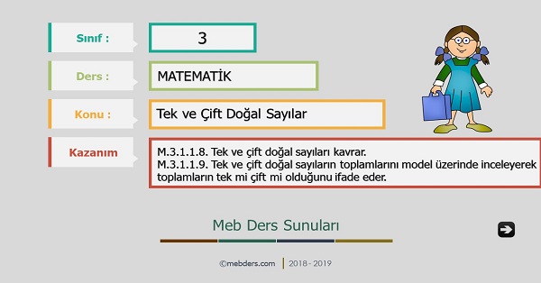 3. Sınıf Matematik Tek ve Çift Doğal Sayılar Sunusu