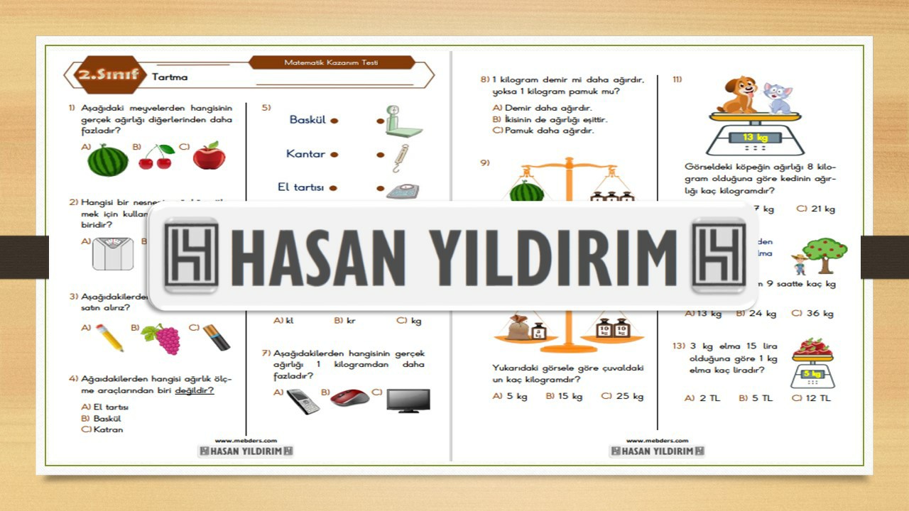 2. Sınıf Matematik Tartma Testi