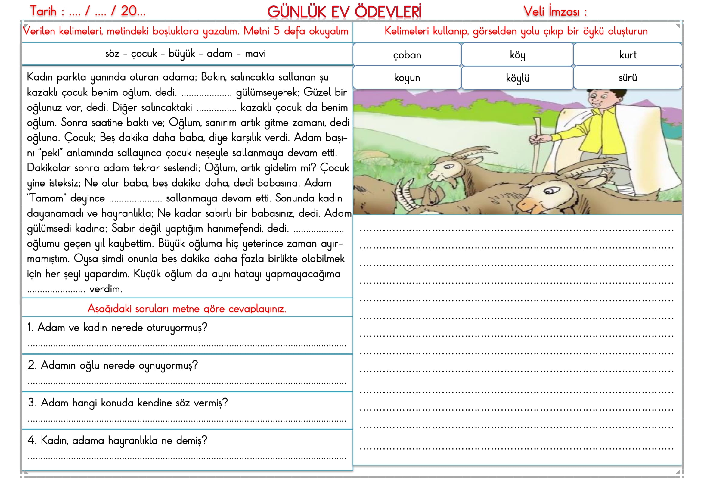 2. Sınıf 26 Aralık 2024 Günlük Ev Ödevi