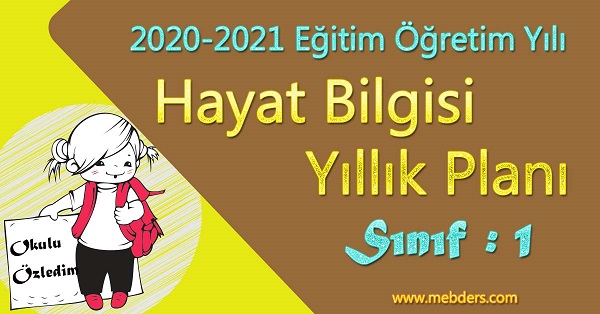 2020 - 2021 Yılı 1. Sınıf Hayat Bilgisi Yıllık Planı (Pasifik Yayınları)