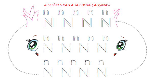 1. Sınıf İlk Okuma Yazma N Sesi Kes-Katla Çalışması
