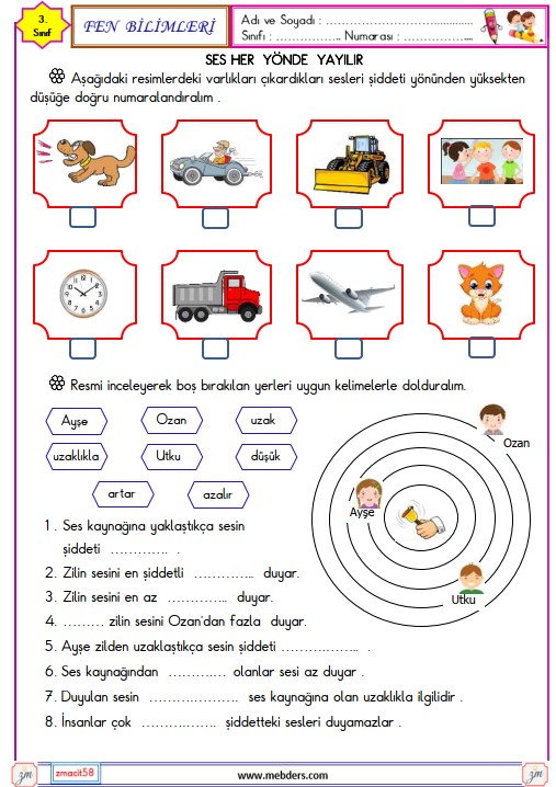 3. Sınıf Fen Bilimleri Ses Kaynakları Etkinliği 4