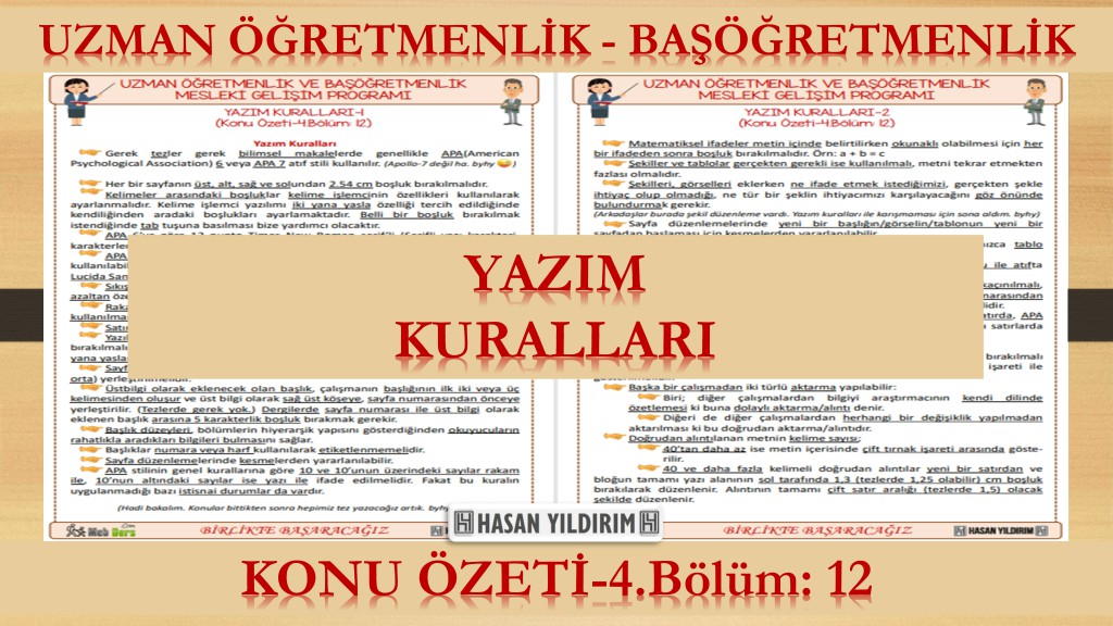 Yazım Kuralları (Konu Özeti-4.Bölüm: 12)
