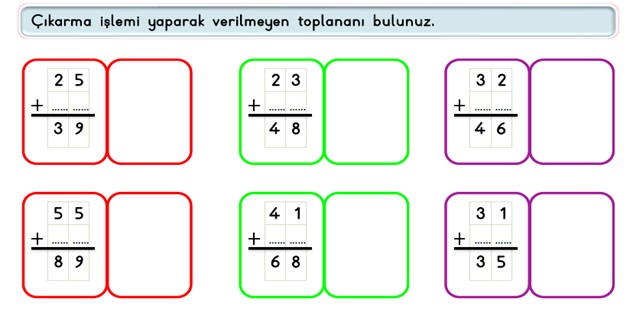 2. Sınıf Matematik Toplama İşlemi-Verilmeyen Toplananı Bulma-2