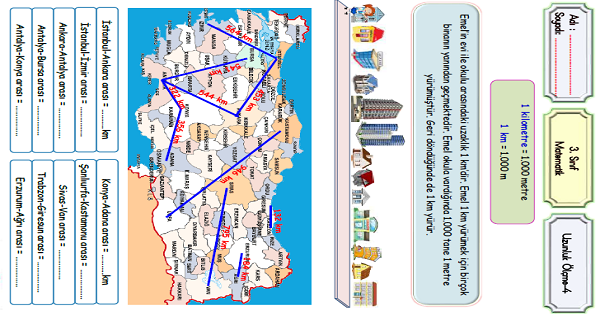 3. Sınıf Matematik Uzunluk Ölçme (Kilometre)-4