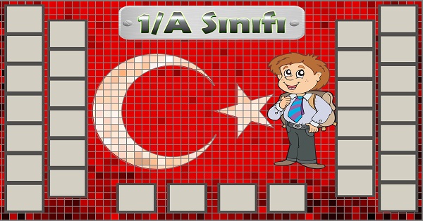 Model 54, 1A şubesi için Türk bayraklı fotoğraf eklemeli kapı süslemesi - 30 öğrencilik