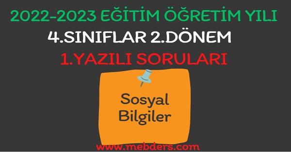 4. Sınıf Sosyal Bilgiler 2.Dönem 1.Yazılı Sınavı