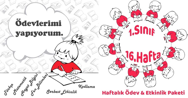 2019-2020 Yılı 1. Sınıf 16.Hafta Haftalık Ödev, Etkinlik Paketi