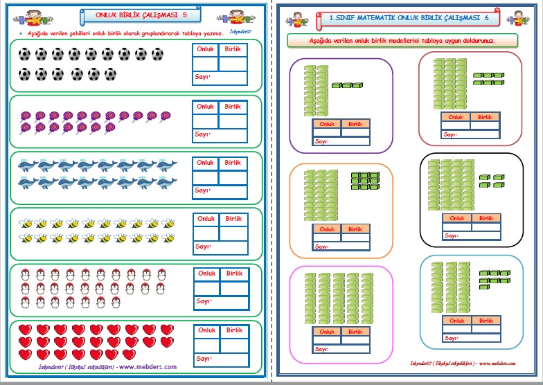 1. Sınıf Matematik Onluk Birlik Çalışması 5-6 (2 Sayfa)