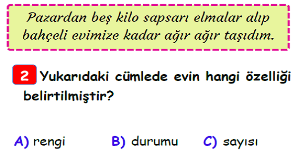 3. Sınıf Türkçe (Ön Ad- Sıfat) Varlıkların Nitelikleri Yaprak Test-2
