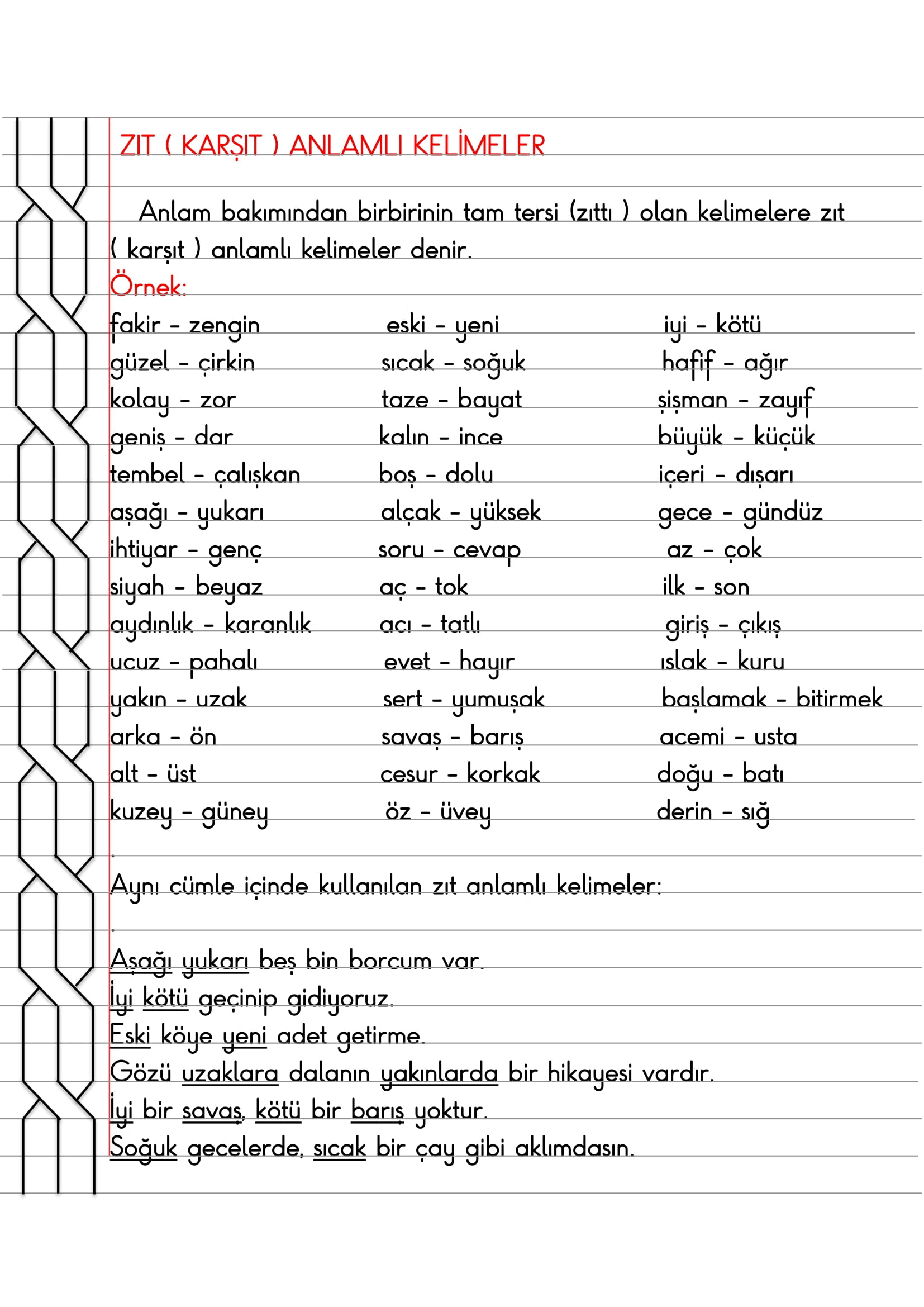4. Sınıf - Türkçe Zıt Anlamlı Kelimeler Konu Anlatımı