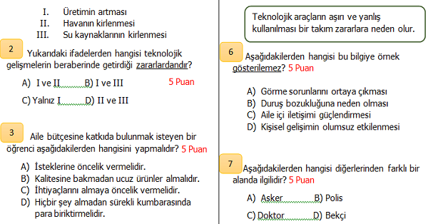 4. Sınıf Sosyal Bilgiler 2.Dönem 1.Yazılı Sınavı (İkinci Dönemi Kapsar)