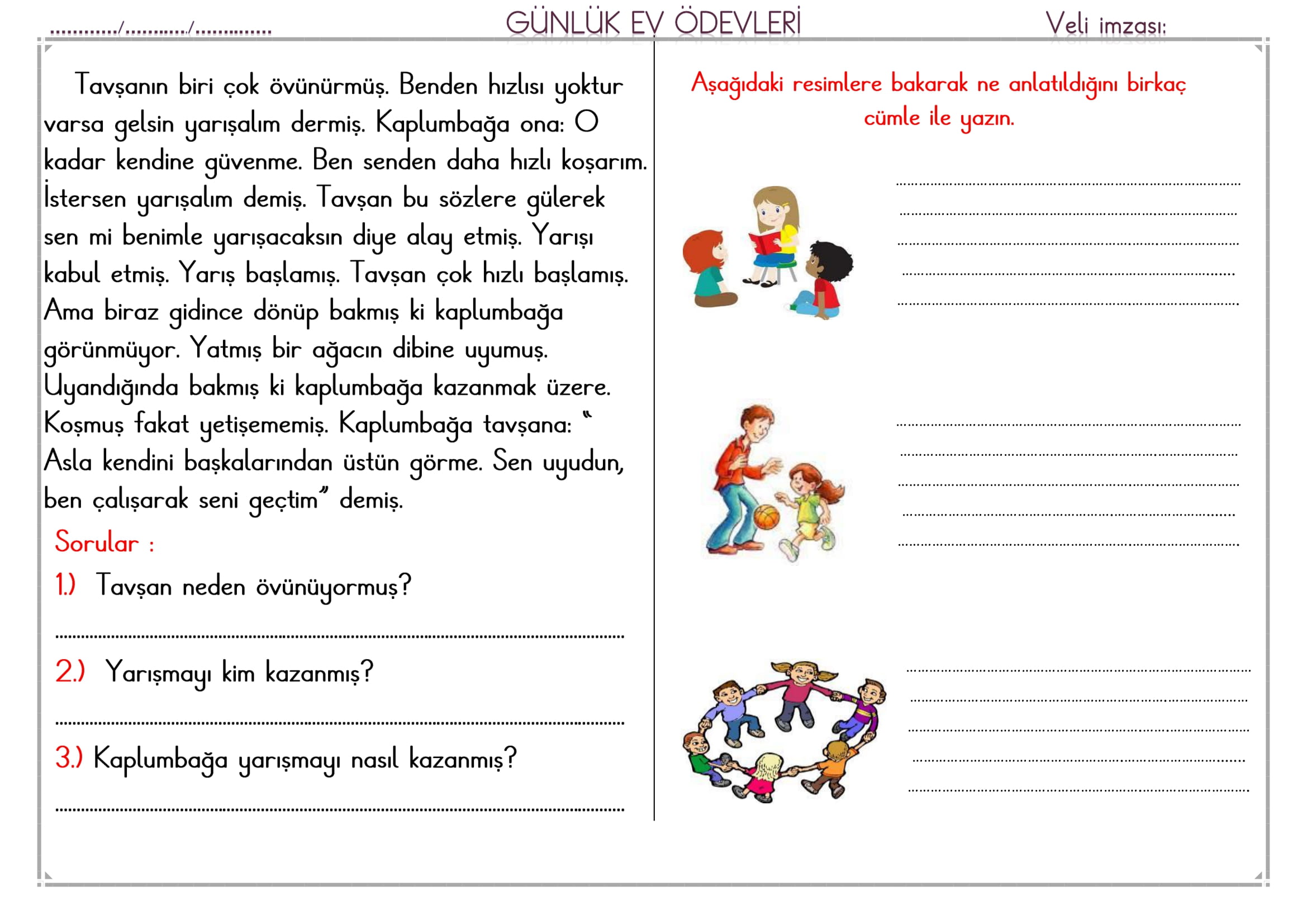 1. Sınıf 06 Şubat 2025 Günlük Ev Ödevi