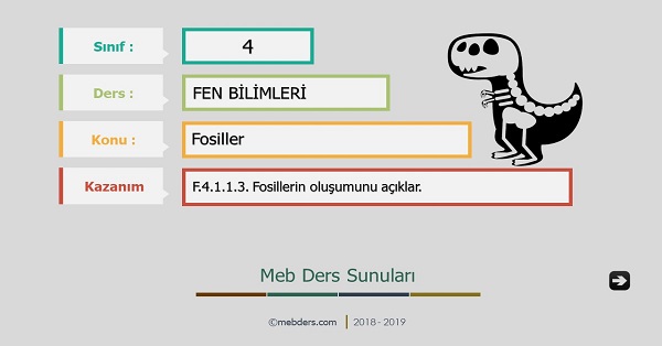 4. Sınıf Fen Bilimleri Fosiller Sunusu
