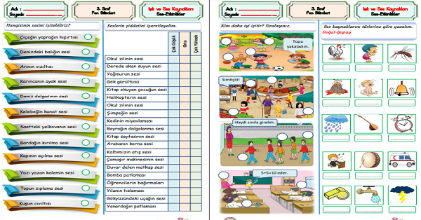 3. Sınıf Fen Bilimleri Çevremizdeki Sesler Etkinlikler 1