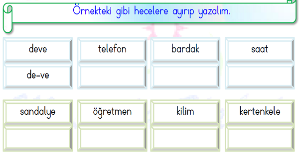 1. Sınıf Türkçe Hece Etkinliği-1