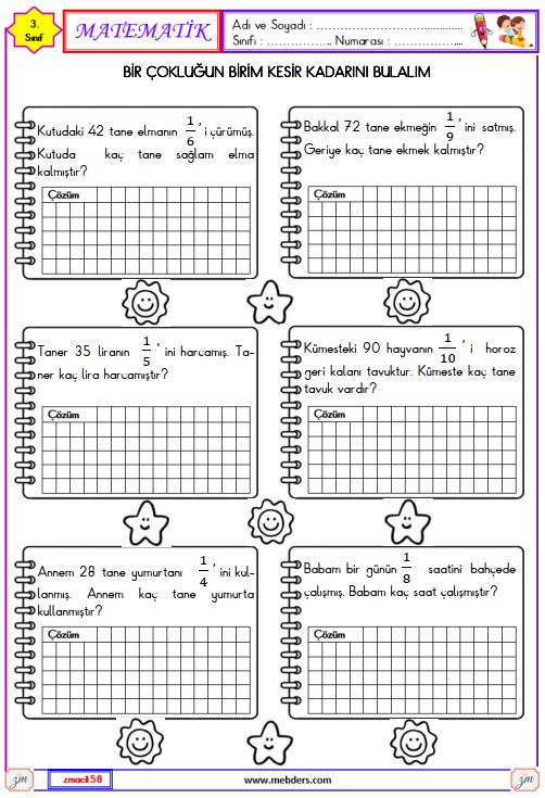 3. Sınıf Matematik Kesirler Etkinliği 24