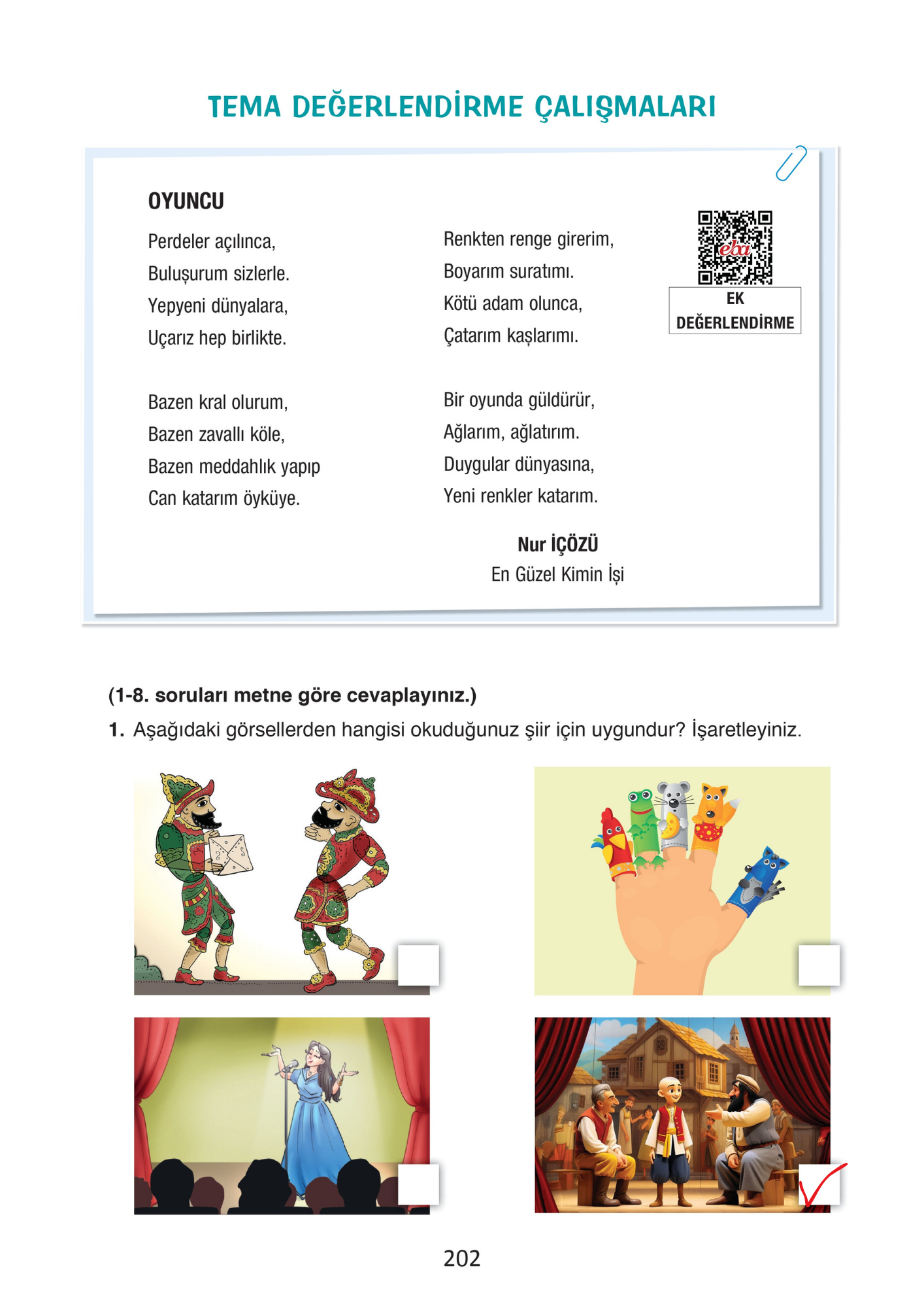 4. Sınıf Türkçe Ada Yayınları 6. Tema Sanat Değerlendirme Soruları Cevapları