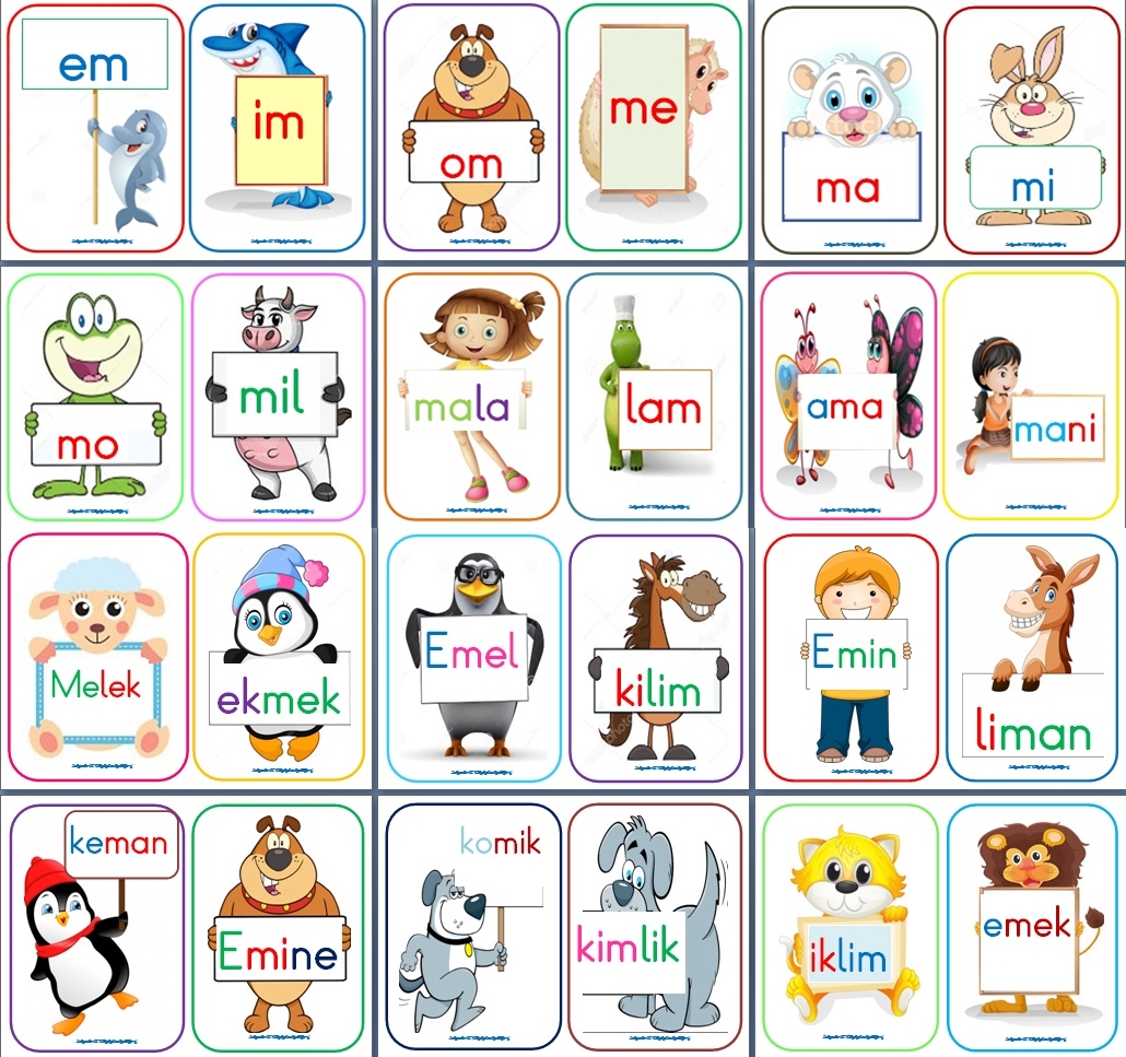1. Sınıf M-m Sesi Pano Hece Kelime Çalışması ( 20 sayfa- 40 Kelime)