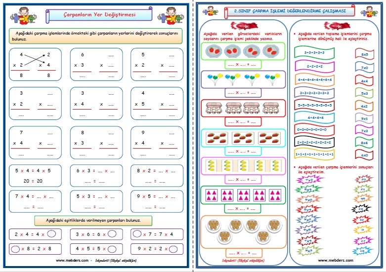 2. Sınıf Matematik Çarpma İşlemi Çalışması (9 Sayfa)