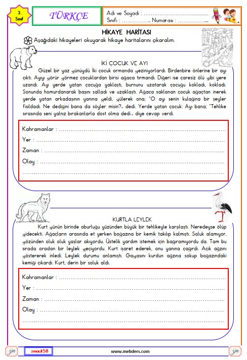 3. Sınıf Türkçe Hikaye Haritası Etkinliği 4